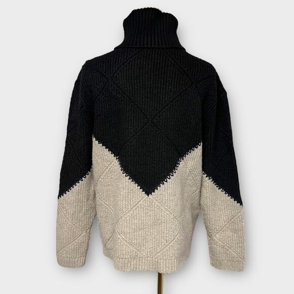 Hyacinth House Black & Tan Diamond Demi Turtleneck Size XS - Picture 3 of 7